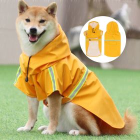 large and small dog raincoat cloak type reflective strip pet raincoat windproof rainproof dog hooded raincoat (colour: Yellow, size: 5XL(33-50 kg))