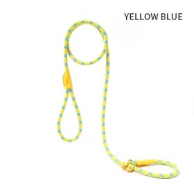 Dog Rope Pet Pulling Rope Puppy Strap Traction Rope Heavy Duty Belt Large Dog Leash Dog Collar Strap Dog Training Pet Harness Hands-Free Leash For Sma (Color: Yellow Blue, size: 1.8x0.6)